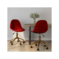 lot de 2 chaises pivotantes  chaises de salle à manger chaises à dîner  bordeaux velours meuble pro frco63898