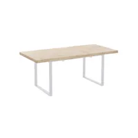 matika - table repas extensible bois clair et acier blanc l180