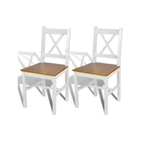 lot de 2 chaises de salle à manger cuisine design classique bois de pin blanc cds020167