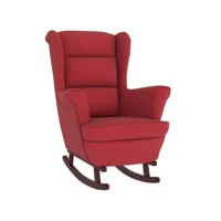 fauteuil à bascule, rocking chair, fauteuil relax pieds en bois d'hévéa rouge bordeaux velours lqd3250 meuble pro