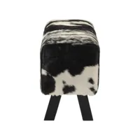 vidaxl banc noir et blanc 110x30x45 cm cuir de chèvre véritable