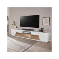 meuble tv 220x43cm mur bois blanc salon moderne fergus wood ahd amazing home design