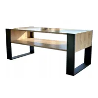 table basse lovy chêne noir - style industriel - 120cm x 64 cm