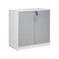 petite armoire à 2 portes gris et blanc 80 cm zehna 424324
