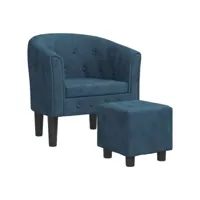 fauteuil salon - fauteuil cabriolet avec repose-pied bleu foncé velours 70x56x68 cm - design rétro best00009395951-vd-confoma-fauteuil-m05-251