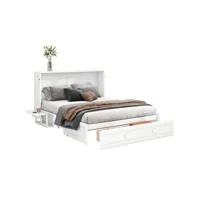 lit adulte lit double 140x200 cm lit avec tiroirs lits convertibles lit escamotable mobile blanc