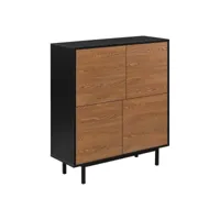 commode stylée meuble de rangement pratique gnosjö à 4 portes 93 x 80 x 30 cm noir effet bois foncé helloshop26 03_0006828