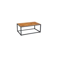 table basse rectangulaire acier et bois de palissandre - denver - l 100 x l 60 x h 40 cm - neuf