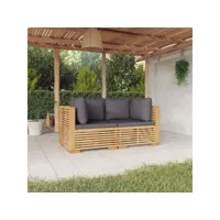 2 pcs canapés de jardin - canapés d'angle canapés relax de jardin - et coussins bois de teck massif meuble pro frco83901