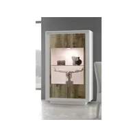 vitrine, meuble de rangement 2 portes coloris blanc, poirier - longueur 106 x hauteur 171 x profondeur 50 cm