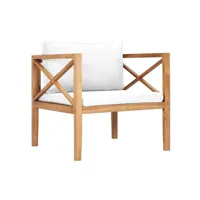 fauteuil de jardin polyester blanc et teck massif rakan