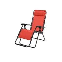 fauteuil relax d'extérieur coloris rouge, dimension 176x108x64cm