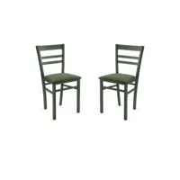 chaise rembourrée en tissu vert et structure en bois holly 2 chaises