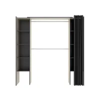 armoire placard extensible coloris naturel/graphite - longueur 110-180 x hauteur 205 x profondeur 50 cm