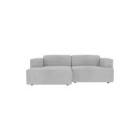 canapé d'angle gauche 3 places aska en tissu gris clair chiné