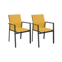 fauteuils de jardin empilables delia (lot de 2) graphite, moutarde