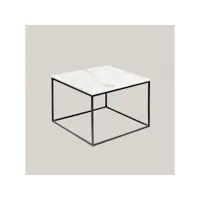table basse carree en marbre blanc et métal 60cm azura-42617