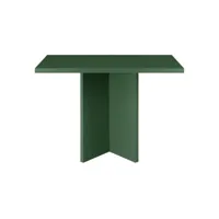 table de salle à manger matilda carrée laquée mdf 3cm verte cèdre 100x100cm 108242