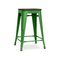 tabouret de bar - design industriel - bois et acier - 60cm -stylix vert
