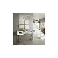 console + miroir laque blanc-crème - soldia - l 110 x l 29 x h 77.6 cm - neuf