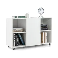 giantex caisson bureau avec 6 compartiments, support imprimante sur 6 roues universelles, verrouillable, 110 x 40 x 69 cm, blanc
