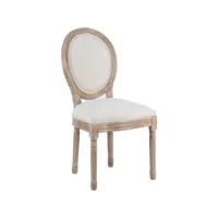 chaise medaillon louis xvi tissu beige clair - lot de 2