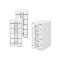 set de 3 armoire à dossiers avec 10 tiroirs en métal blanc classeur documents 490013992