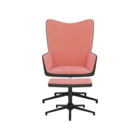 fauteuil salon - fauteuil de relaxation avec repose-pied rose velours et pvc 62x68x98 cm - design rétro best00005322834-vd-confoma-fauteuil-m05-1556