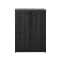 unique armoire de rangement de jardin noir 65x45x88 cm pp rotin - meuble rangement d'extérieur