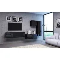 ensemble de meubles de salon 3 - noir/noir brillant - style moderne vivo set 3