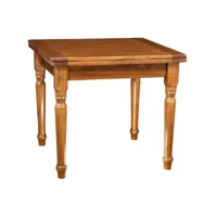 table à rallonge style champêtre en bois massif de tilleul massif, finition noyer made in italy