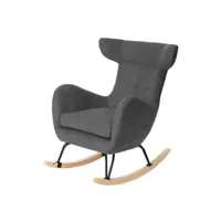 geelon - fauteuil à bascule gris foncé avec pieds en chêne