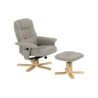 fauteuil de relaxation charly avec repose-pieds pouf siège pivotant dossier inclinable assise rembourrée relax, en tissu gris