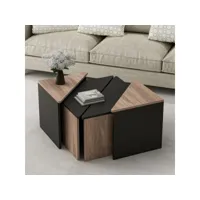 homemania table basse flora - noir, bois - 60 x 60 x 42 hio8681285956774