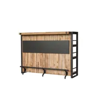 kiko bar bois d'acacia - structure en métal noir - etagères - repose pieds - style industriel - l140 - h105