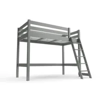 lit mi-hauteur abc 90x200 bois avec échelle inclinée 90x200  gris hautabc-g