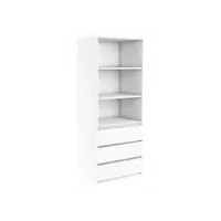 orense - meuble de rangement avec casiers - 180x74x35cm - bibliothèque style scandinave - meuble gain de place - blanc