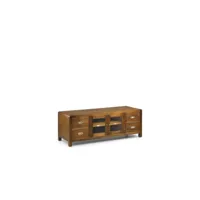 meuble tv 4 tiroirs bois bronze marron 140x40x50cm - bois-bronze - décoration d'autrefois