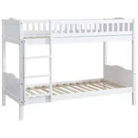 lit superposé enfant gabriel - bois - blanc - 90 x 190 cm