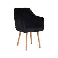 chaise de salle à manger utrecht en velours pieds en bois , noir /bois de chêne nature