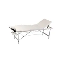 table pliable de massage blanc crème 3 zones lit de massage  table de soin cadre en aluminium meuble pro frco15870