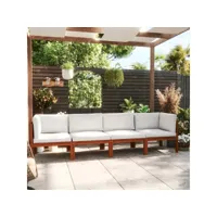 canapé fixe 4 places de jardin  sofa banquette de jardin avec coussin bois d'acacia massif meuble pro frco82812