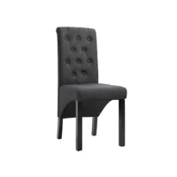 chaise capitonnée tissu gris foncé et bois noir neta - lot de 4