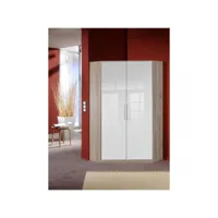 armoire d'angle dressing gaby chêne 2 portes laquées blanc 95 x 95 cm 20100891085