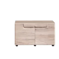 meuble chambre - banc de rangement en mélaminé de couleur chêne . l- h- p : 88 - 38 - 37 cm