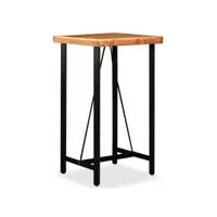 table de bar acacia massif foncé et pieds métal noir areen 60 cm