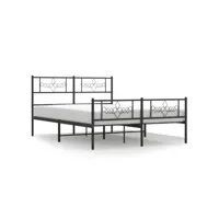 moderne structure de lit métal avec tête de lit/pied de lit noir 120x190 cm deco868554