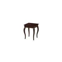parova - table basse carrée style classique - 55x45x45 cm - plateau mdf - base en bois d'hévéa - table d'appoint - noix
