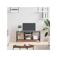 meuble tv, banc tv, meuble de rangement sonoma gris 100x35x45 cm bois d'ingénierie et fer meuble pro lww84815