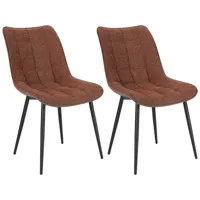 lot de 2 chaises de salle à manger en lin avec dossier-fauteuil avec pieds noirs en métal-bordeaux